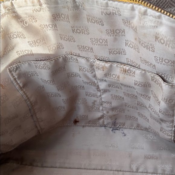 Michael Kors Mustard Yellow Studded Satchel Handbag. - Picture 12 of 15